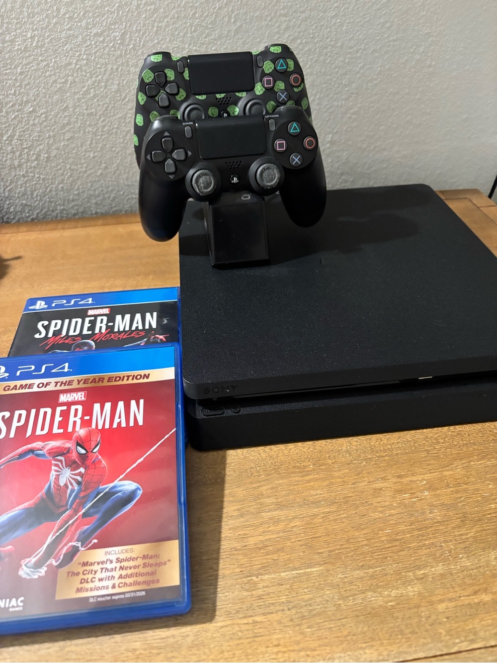 Sony PS4 Slim Console Bundle with 2 Controllers and 2 Spider-Man games